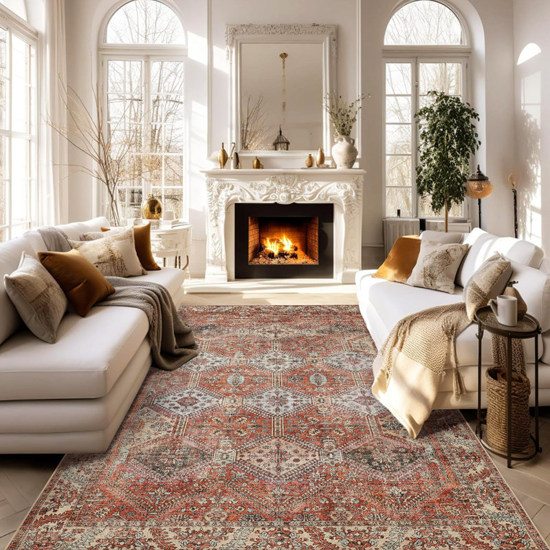 Bungalow Rose Mateea Area Rug for Living Room Machine Washable Rugs Non